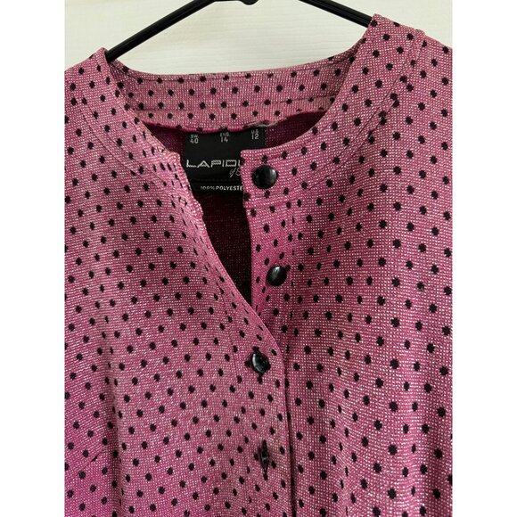 Vtg Pink Black Polka Dot Silver Metallic Maxi Dress with Belt by Lapidus Sweden - Picture 6 of 10